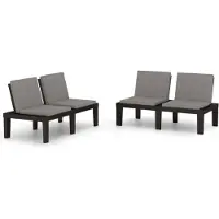 vidaXL Loungebanken 2 st met kussens kunststof grijs