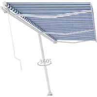 vidaXL Luifel vrijstaand handmatig uittrekbaar 600x300 cm blauw en wit