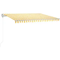 vidaXL Automatische zonnescherm met LED-verlichting en windsensor, 450x300 cm, geel/wit