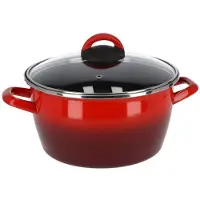 Blokker Rvs Rode Kookpan/pan Met Glazen Deksel 24 Cm 10 Liter - Kookpannen