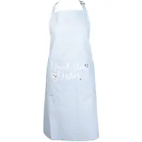 Clayre & Eef Keukenschort 70x85 cm Blauw Wit Katoen Bloemen BBQ Schort Blauw BBQ Schort