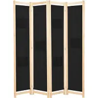 vidaXL Kamerscherm met 4 panelen 160x170x4 cm stof zwart