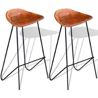 vidaXL Barstoelen 2 st echt leer zwart en bruin