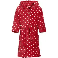 Playshoes fleece badjas Dots met stip dessin rood/wit Stip - maat 110/116