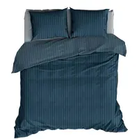 Satin d'or Dekbedovertrek Satijn Streep Teal-240 x 200 / 220 cm | Lits-Jumeaux