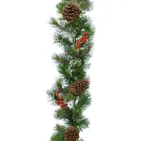 Everlands Kerstslinger guirl.bes l10b30h270 cm groen/wit