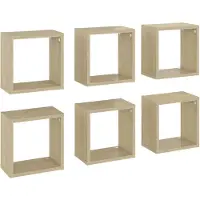 vidaXL Wandschappen kubus 6 st 26x15x26 cm sonoma eikenkleurig