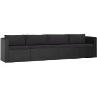 vidaXL Canapés de jardin 4 pcs avec coussins Résine tressée Noir46558