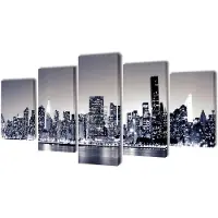 vidaXL Canvas muurdruk set monochroom New York skyline 200 x 100 cm