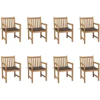 vidaXL Tuinstoelen 8 st met taupe kussens massief teakhout