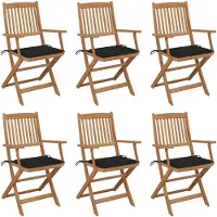 vidaXL Tuinstoelen 6 st inklapbaar met kussens massief acaciahout