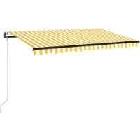 vidaXL Luifel automatisch met LED en windsensor 450x350 cm geel wit