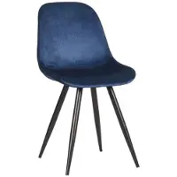 Label51 Capri eetkamerstoel fluweel blauw - set van 2 stoelen