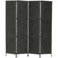 vidaXL Kamerscherm met 4 panelen 154x160 cm waterhyacint zwart
