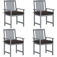 vidaXL Tuinstoelen 4 st met kussens massief acaciahout grijs