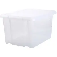 Eda Kunststof opbergbox/opbergdoos wit transparant L65 x B50 x H36 cm stapelbaar - Opbergbox