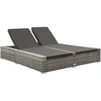 vidaXL Ligbed tweepersoons poly rattan grijs