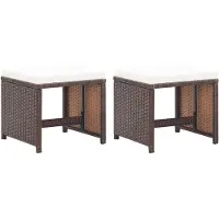 vidaXL Tuinkrukken 2 st met kussens poly rattan bruin