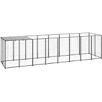 vidaXL Hondenkennel 4,84 m² staal zwart