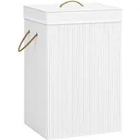 vidaXL Wasmand met 2 vakken 72 L bamboe wit