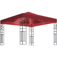 vidaXL Prieel met LED-lichtslinger 3x3 m wijnrood