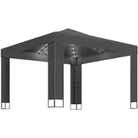 vidaXL Prieel met dubbel dak en LED-lichtslinger 3x3 m antracietkleur