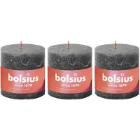 Bolsius Stompkaarsen Shine 3 st rustiek 100x100 mm stormgrijs