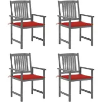 vidaXL Tuinstoelen 4 st met kussens massief acaciahout grijs