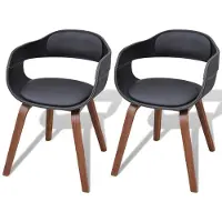 vidaXL Eetkamerstoelen met gebogen houten poten en kunstleer 2 st