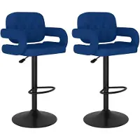 vidaXL Barkrukken 2 st stof blauw