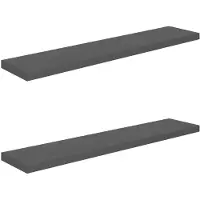 vidaXL Wandschappen zwevend 2 st 120x23,5x3,8 cm MDF hoogglans grijs