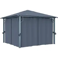 vidaXL Prieel met gordijn 300x300 cm aluminium antraciet