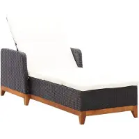 vidaXL Ligbed poly rattan en massief acaciahout zwart