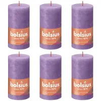 Bolsius Stompkaarsen Shine 4 st rustiek 130x68 mm levendig violet