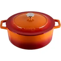 Moa Gietijzeren Braadpan - Inhoud 5,7 liter - 26CM - Rond - Alle warmtebronnen - Ook voor inductie - Gewicht 5,8 kg - C26OR - Oranje/Rood