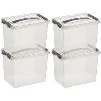 Sunware 4x Kunststof stapelbare opbergbak 9 liter 30 x 20 x 22 cm - Opbergbox