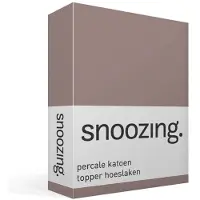 Snoozing - Topper - Hoeslaken - 150x200 Cm - Percale Katoen - Taupe