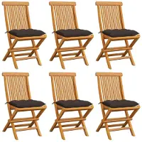 vidaXL Tuinstoelen 6 st met taupe kussens massief teakhout