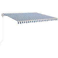 vidaXL Luifel automatisch uittrekbaar 450x350 cm blauw en wit