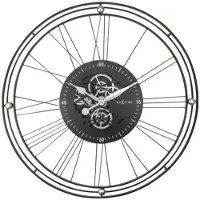 Nextime Wandklok Nextime Roman Gear Zwart/zilver Metaal Ø90,5cm
