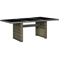 vidaXL Tuintafel poly rattan en gehard glas bruin