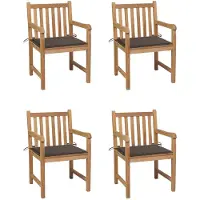 vidaXL Tuinstoelen 4 st met taupe kussens massief teakhout