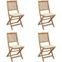 vidaXL Tuinstoelen 4 st inklapbaar met kussens massief acaciahout