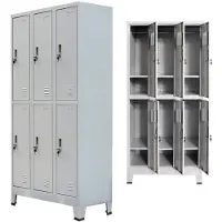 vidaXL Lockerkast met 6 vakken 90x45x180 cm staal grijs