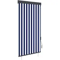 vidaXL Rolgordijn voor buiten 100x250 cm blauw en wit