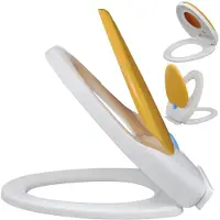 vidaXL Toiletbril voor volwassenen/kinderen soft-close wit en geel