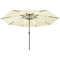 vidaXL Parasol met LED-verlichting 400 cm zandkleurig