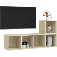 vidaXL 2-delige Tv-meubelset bewerkt hout sonoma eikenkleurig
