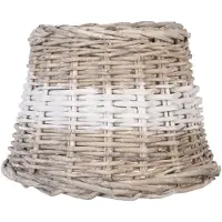 Clayre & Eef lampenkap band wit ø 20x15 cm/ e27 - bruin - rotan