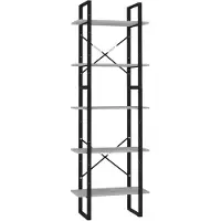 vidaXL Boekenkast met 5 schappen 60x30x175 cm bewerkt hout betongrijs